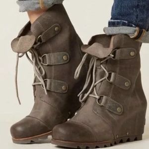 Sorel Joan of Arctic Lace Up Wedge Lexie Wedge Brown Grill Leather